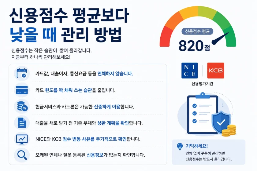 신용점수 평균보다 낮을 때 관리 방법
