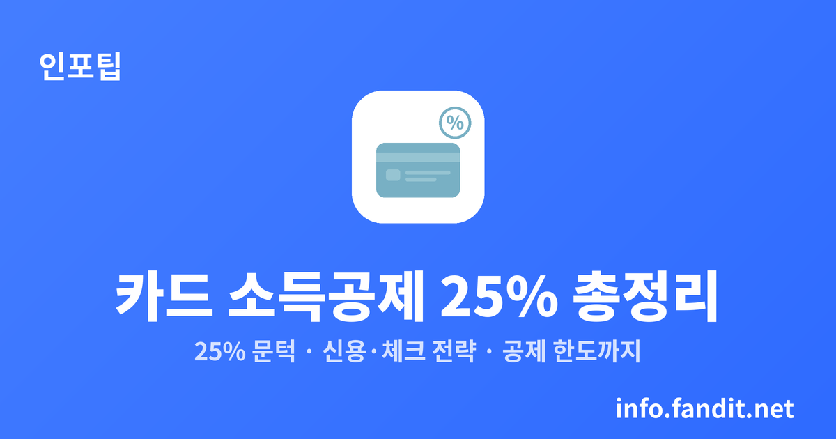 카드 소득공제 25% 뜻과 신용·체크카드 전략 정리