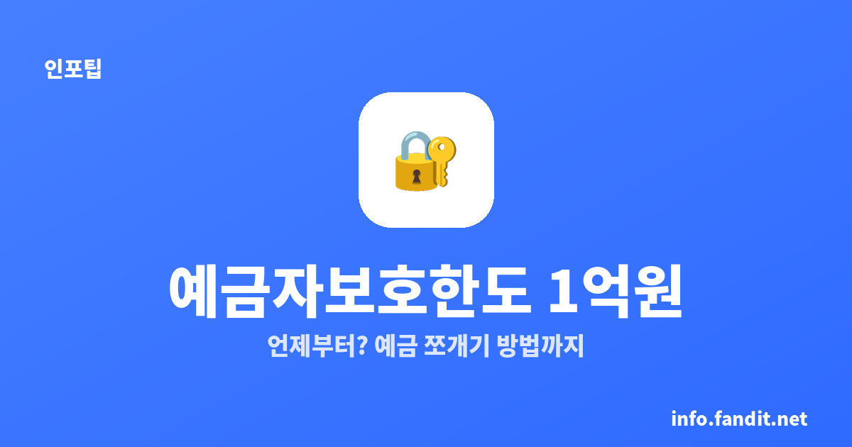 예금자보호 1억, 언제부터 적용됐을까? 예금 쪼개기 방법까지