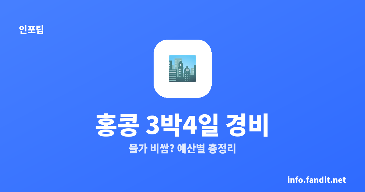 홍콩 3박4일 경비, 물가 비쌈? 예산별 총비용 정리