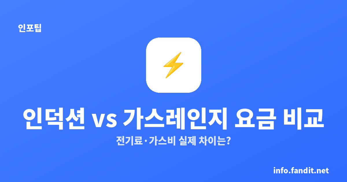 인덕션 vs 가스레인지 요금 비교｜전기료·가스비 실제 차이는?