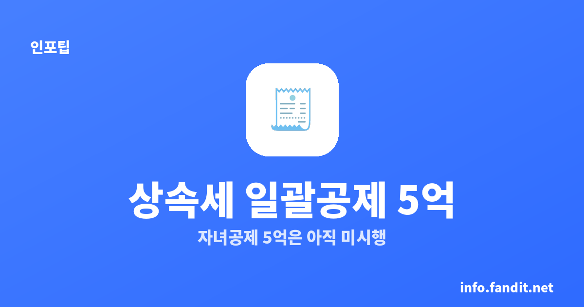 상속세 계산 일괄공제 5억, 자녀공제 5억은 아직 미시행