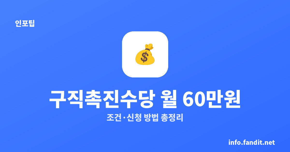 국민취업지원제도 구직촉진수당 월 60만원, 조건·신청 방법 총정리