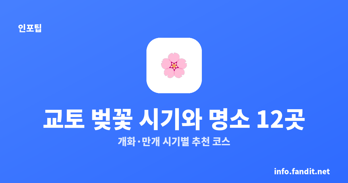 교토 벚꽃 시기와 명소 12곳｜개화·만개 시기별 추천 코스