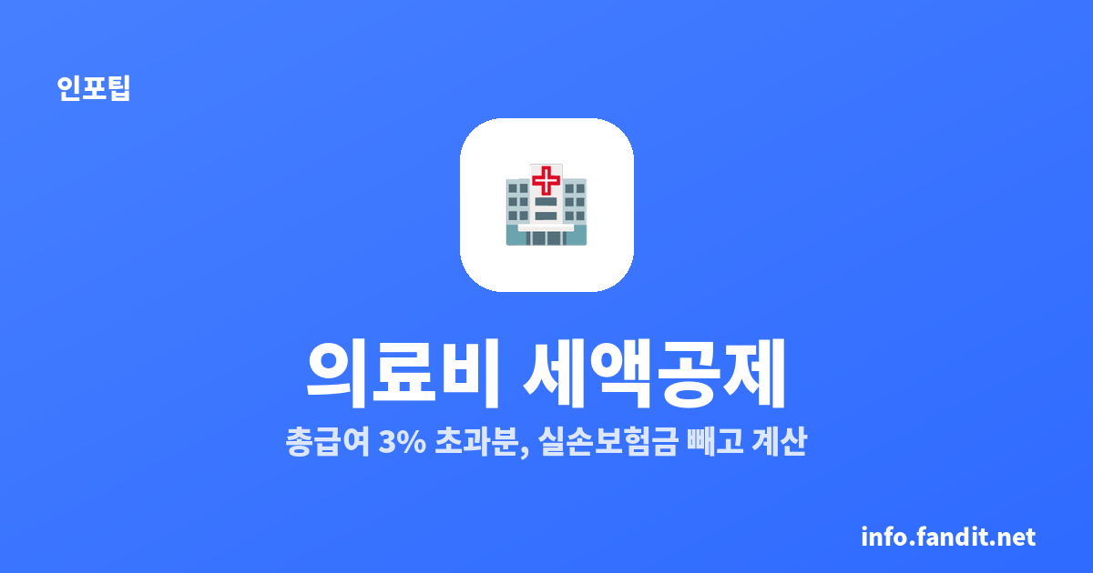 의료비 세액공제 총급여 3% 초과분, 실손보험금 빼고 계산하는 법