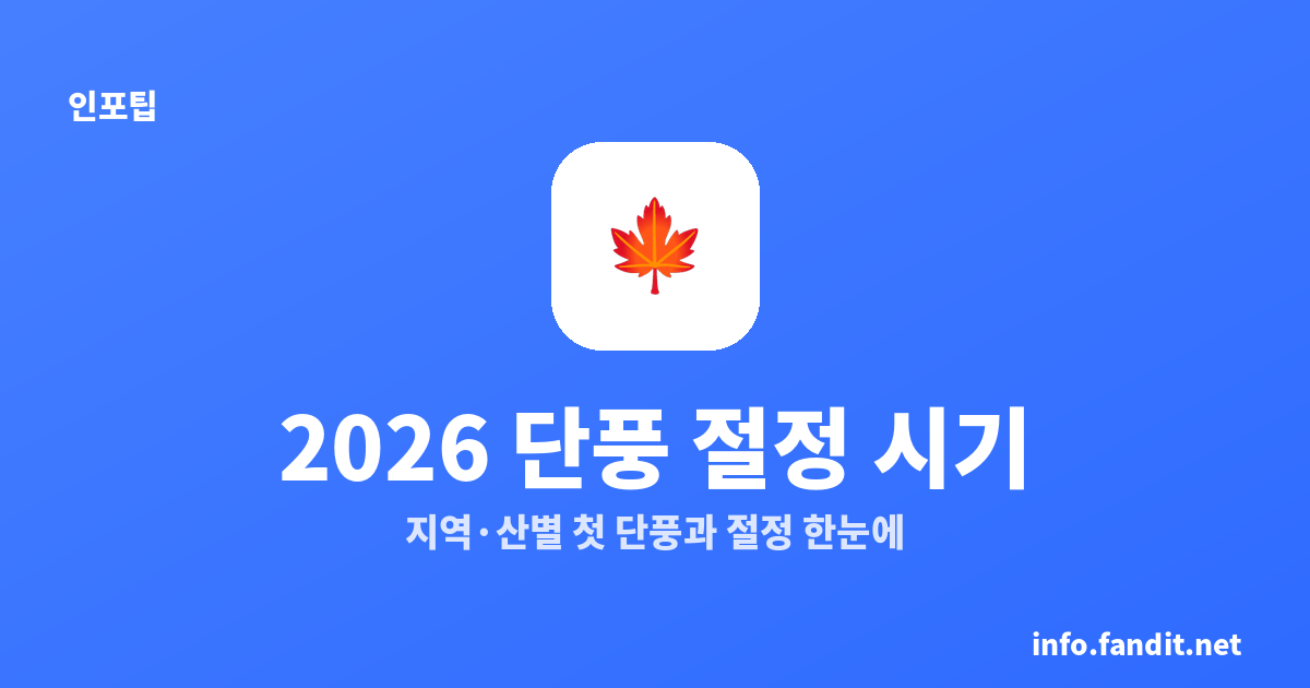 2026 단풍 절정 시기, 지역별로 한눈에 정리