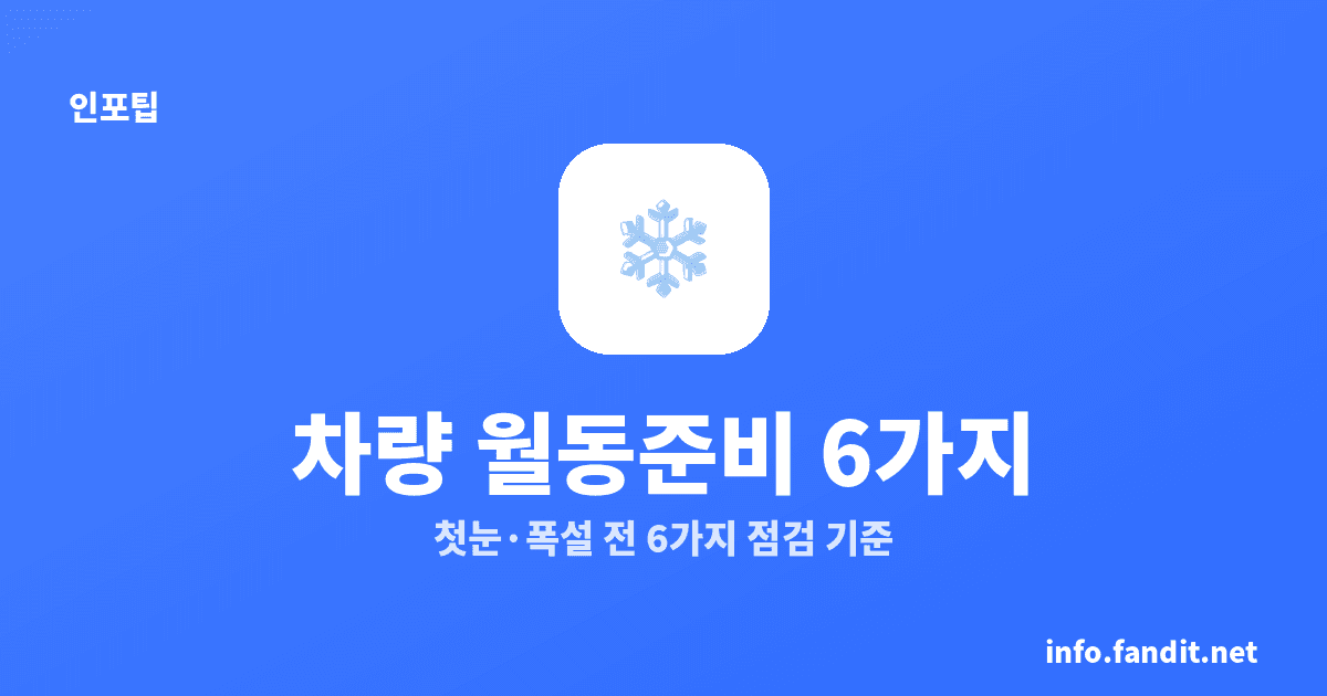 첫눈 오기 전 차량 월동준비 6가지 점검 체크리스트