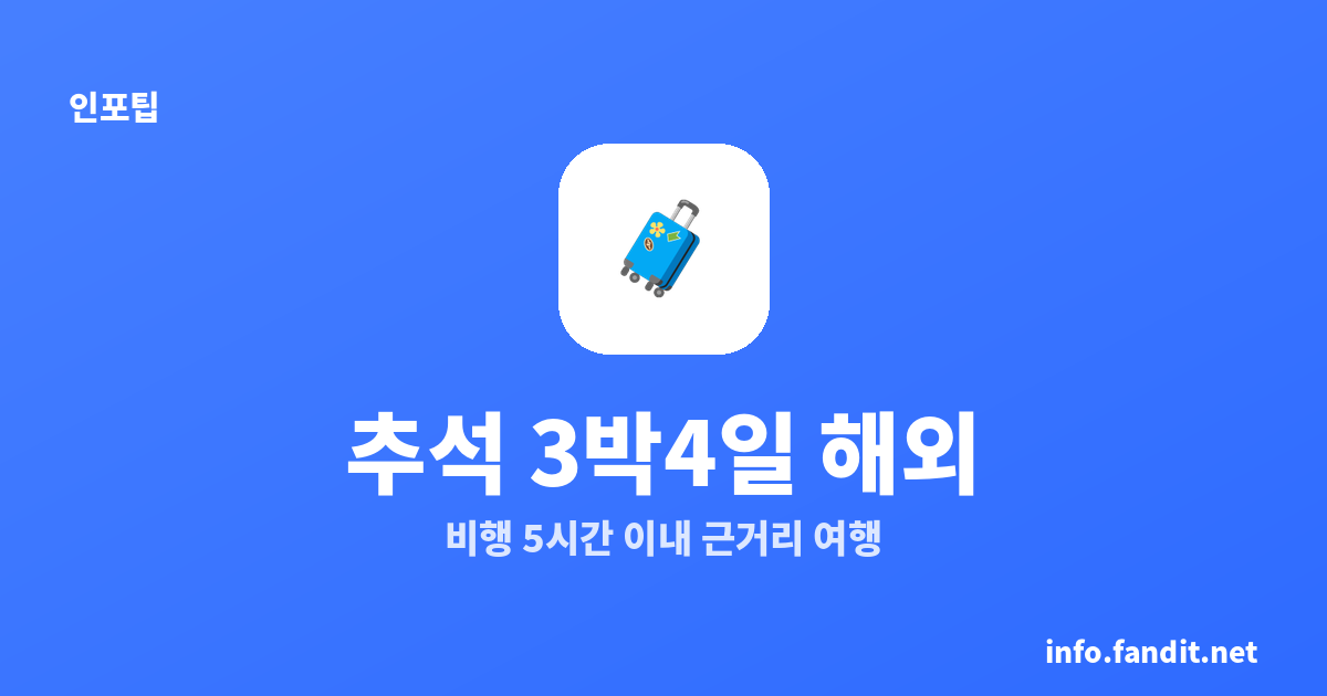추석 연휴 3박4일 해외여행, 어디까지 갈 수 있을까