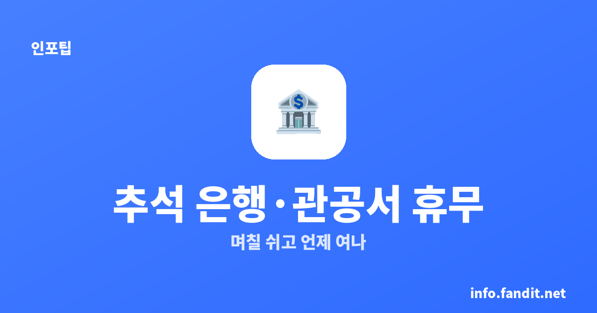 추석 연휴 은행 며칠 쉬나? 관공서 휴무·대체 방법까지