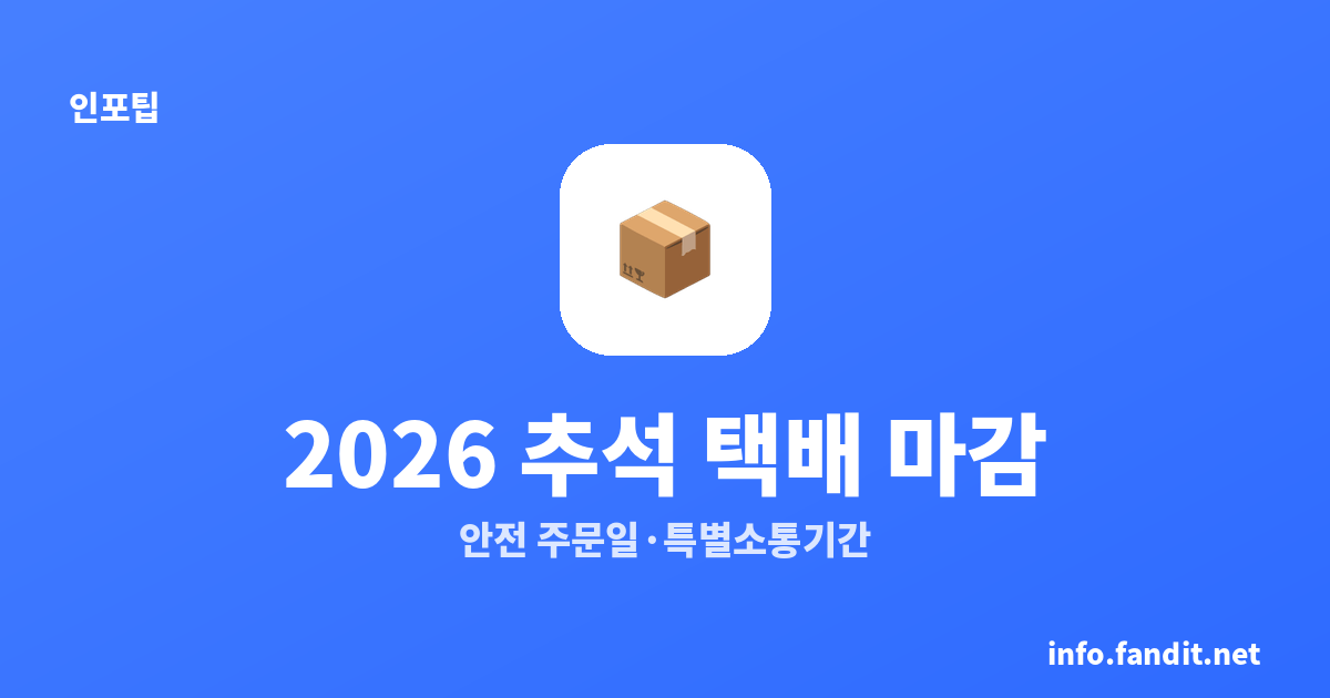 2026 추석 택배 마감·특별소통기간 총정리