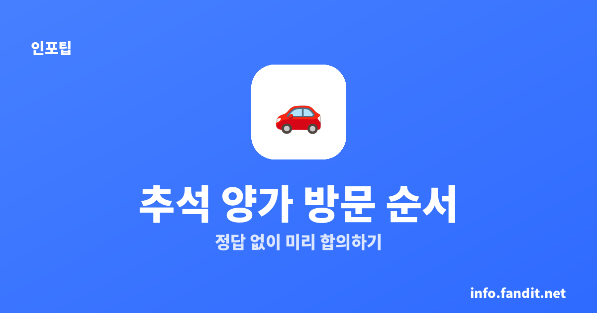 맞벌이 부부 추석 양가 방문 순서, 안 싸우고 정하는 법