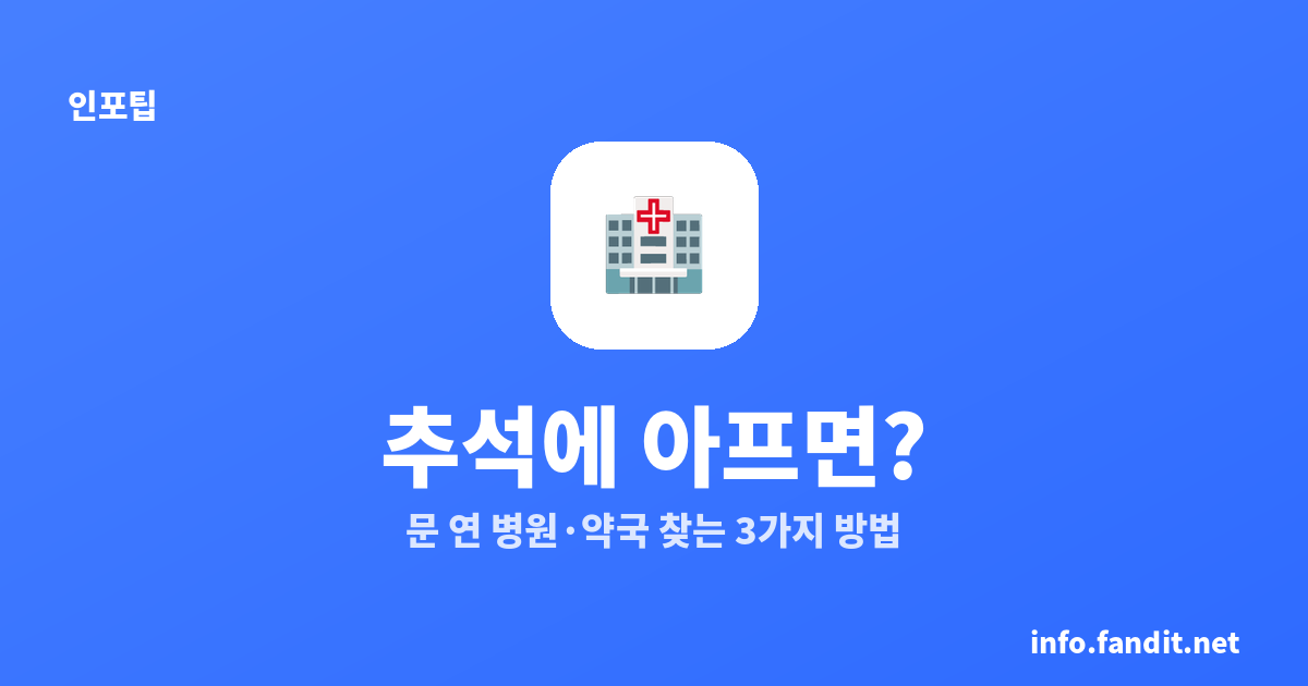 추석, 설날에 아프면? 문 여는 병원·약국 찾는 3가지 방법