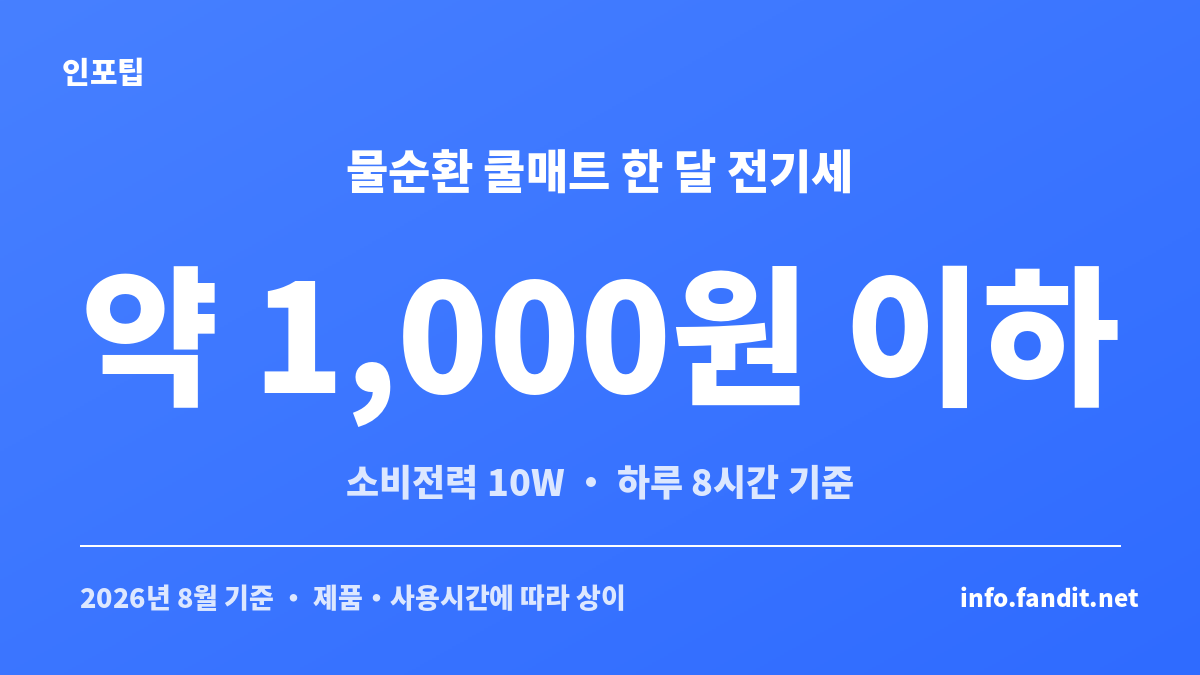 물순환 쿨매트 소비전력 10W 기준 한 달 전기세 계산