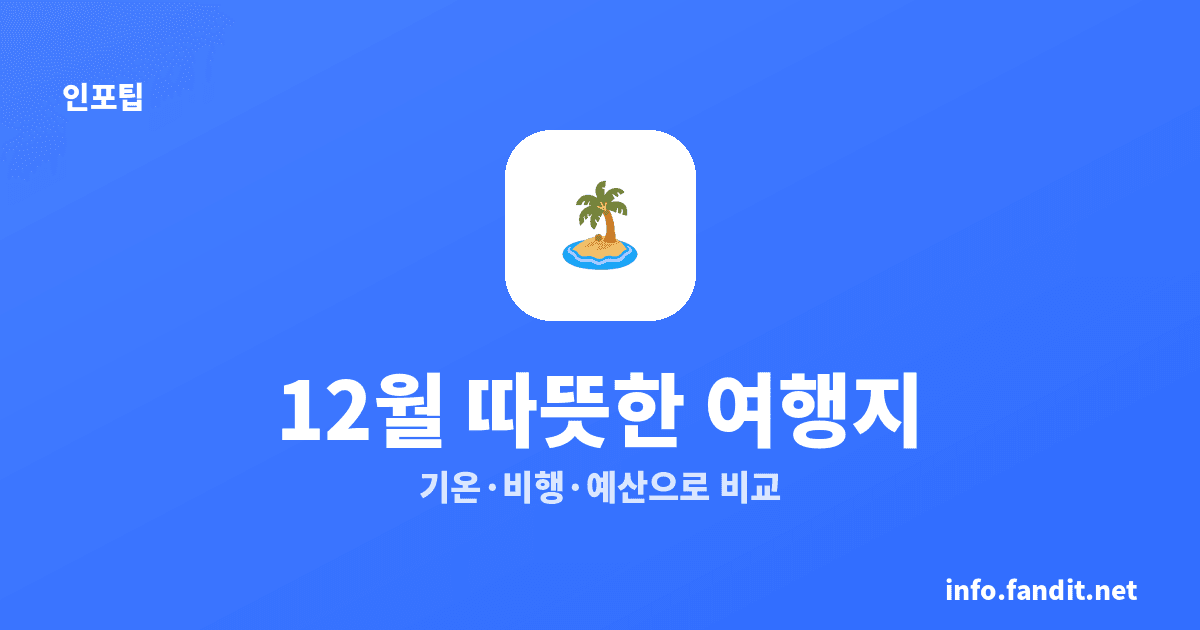 12월 따뜻한 해외여행지 추천 11곳｜기온·비행·예산 비교