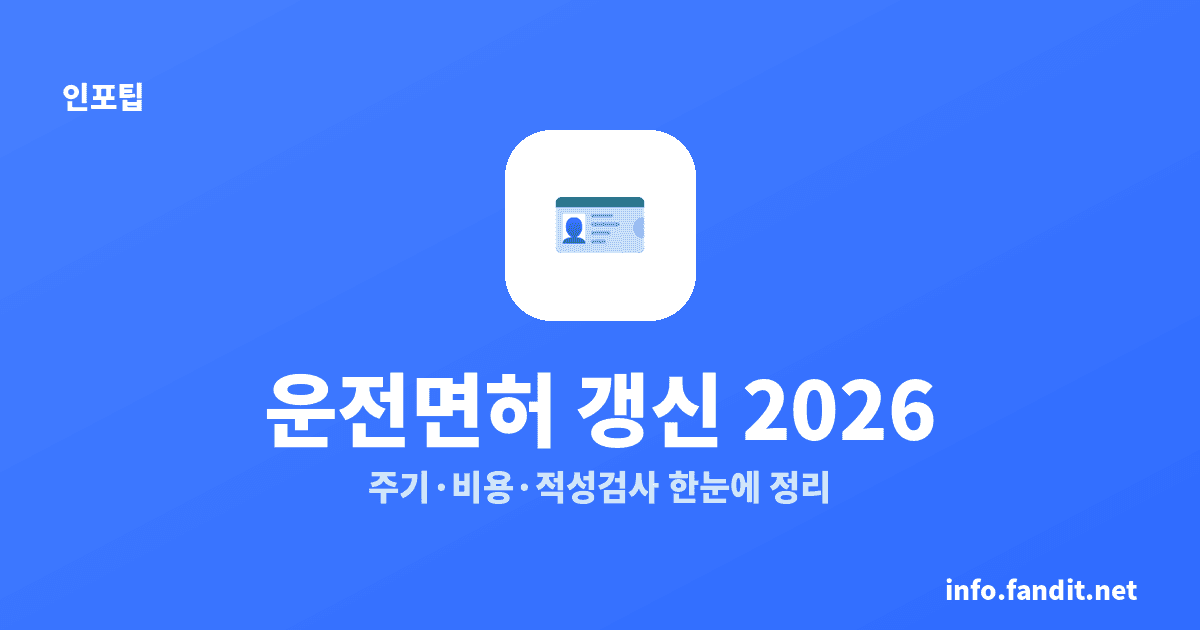 운전면허 갱신 몇 년마다? 비용·적성검사 총정리 (2026)
