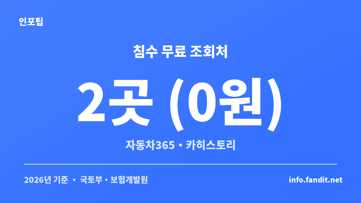 침수차 확인법 — 자동차365와 카히스토리 무료 침수 조회처 비교