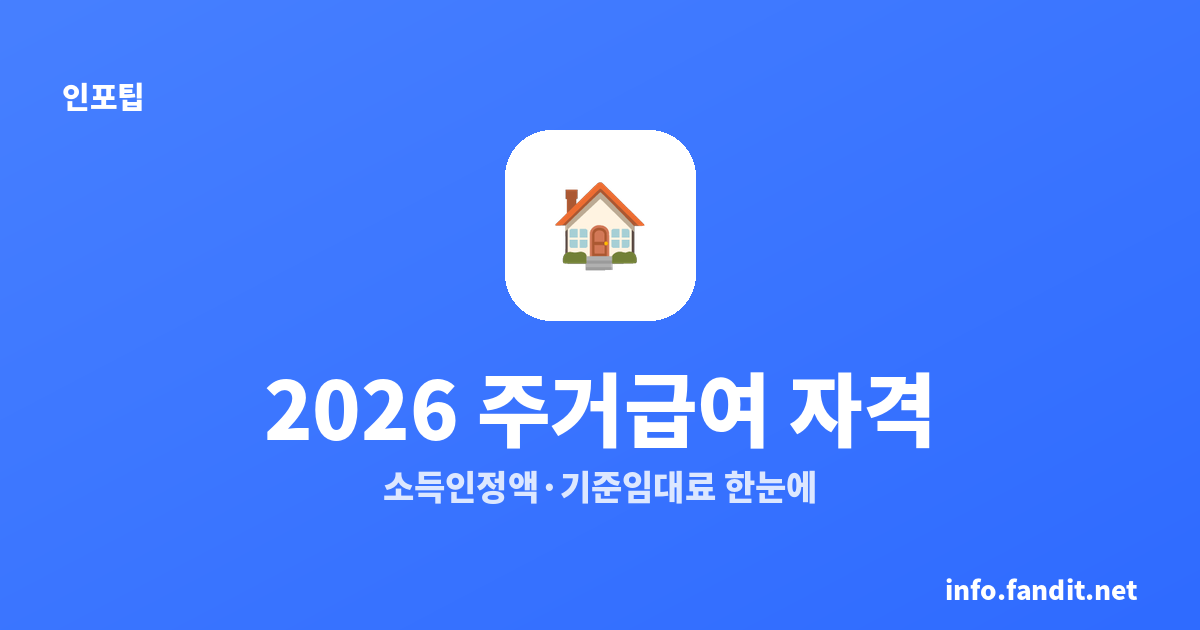 2026 주거급여 자격 총정리 | 소득인정액·기준임대료 계산법