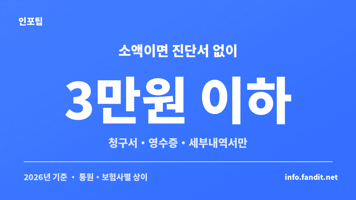 실비보험 청구 필요 서류를 금액 구간별로 정리한 표