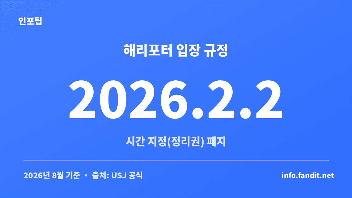 슈퍼 닌텐도 월드와 해리포터 입장 규정 변경을 정리한 오사카 유니버설 익스프레스패스 안내 카드