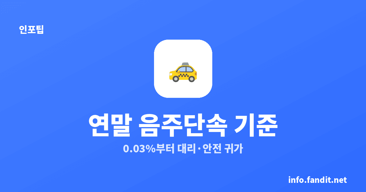 연말 음주단속 기준부터 대리운전 요금까지, 안전 귀가 총정리
