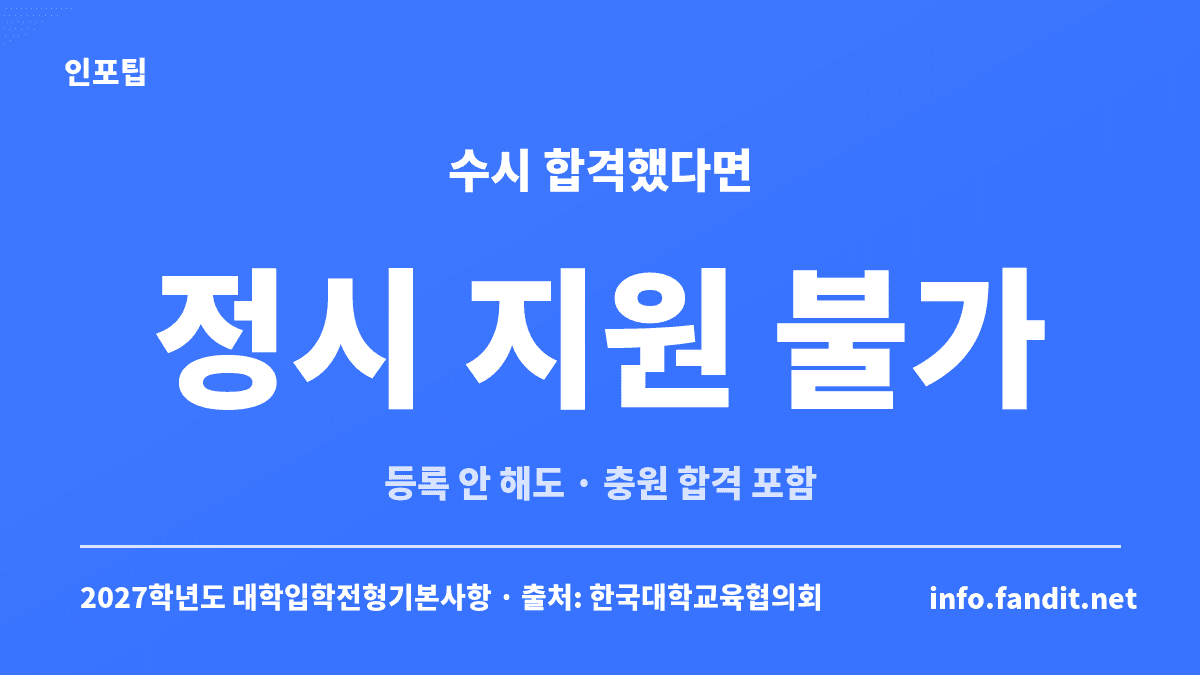 수능 끝나고 할 일 중 수시 결과 확인 카드, 수시에 합격하면 등록하지 않아도 충원 합격이어도 정시 지원 불가
