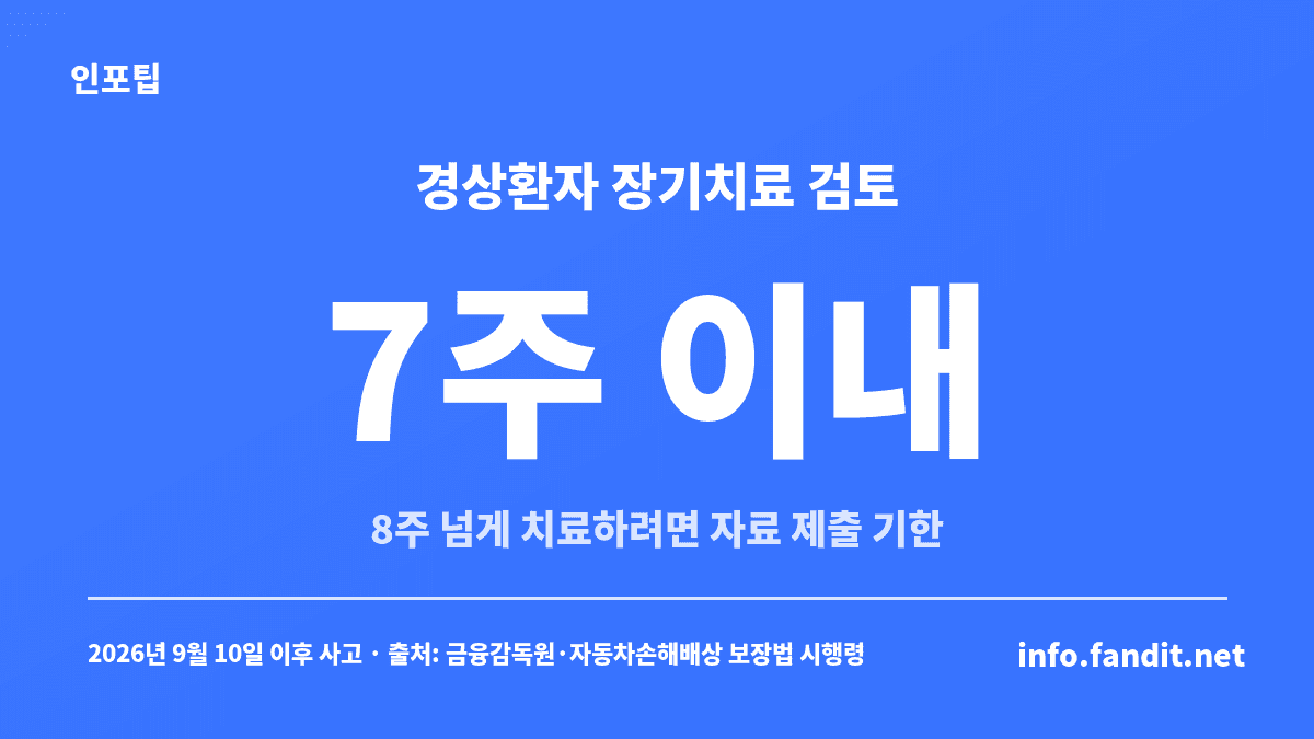 자동차보험 vs 실손 비교에서 함께 봐야 할 교통사고 경상환자 장기치료 절차 카드, 8주 넘게 치료하려면 사고일부터 7주 이내 자료 제출
