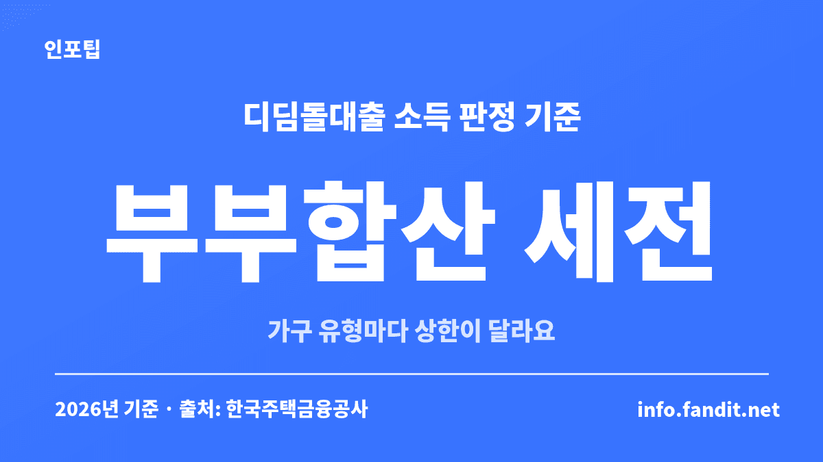디딤돌대출 소득 요건은 부부합산 세전 연소득으로 판정하고 가구 유형마다 상한이 다르다는 기준 카드