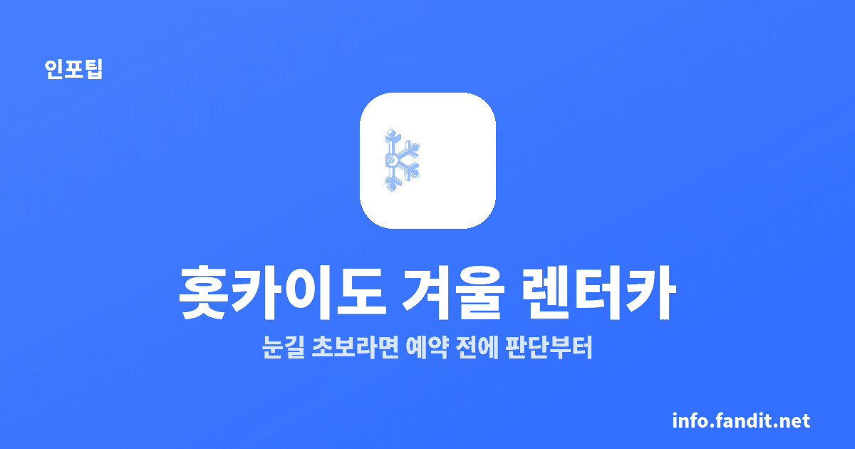 홋카이도 겨울 렌터카, 눈길 초보 11월 중순~3월 비추천