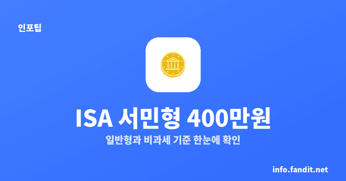 ISA 서민형 비과세 400만원, 2026년 최신 기준부터 확인