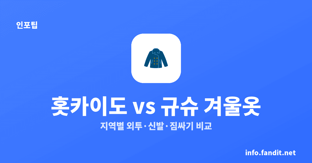 겨울 일본 여행 옷차림, 홋카이도·규슈 1월 10℃ 차이