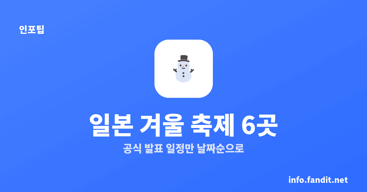 일본 겨울 축제 일정, 2027 확정 6곳 한눈에