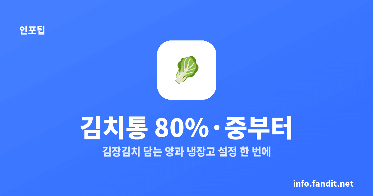 김장 김치통 보관법과 김치냉장고 설정, 80%·중부터