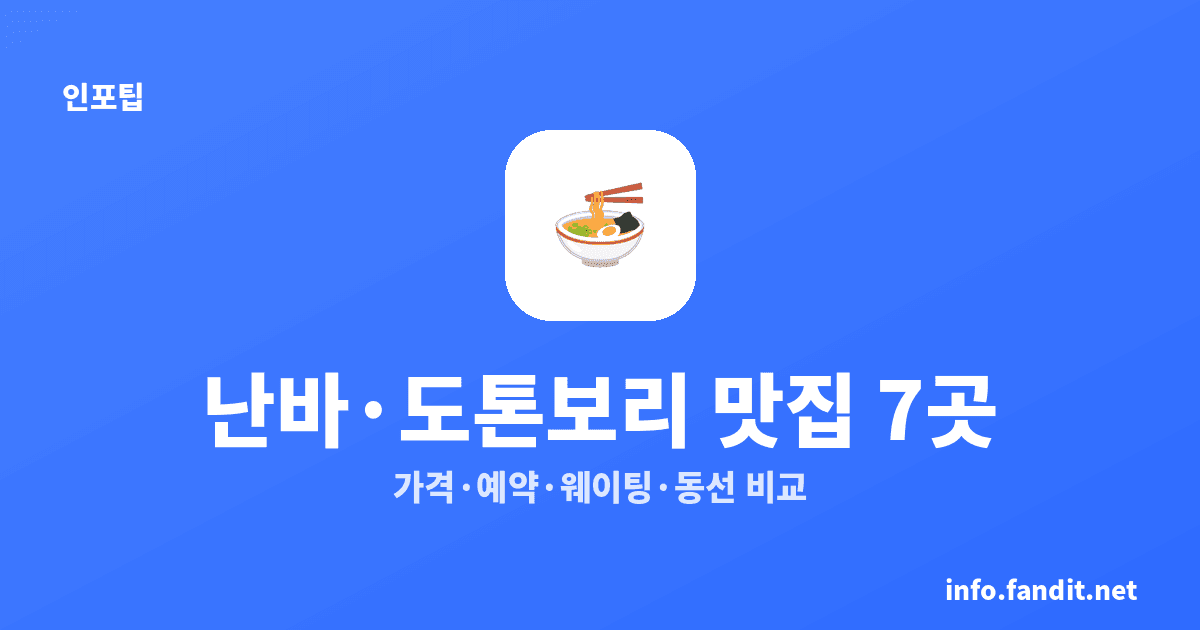 오사카 맛집 추천, 난바·도톤보리 처음이면 이 7곳