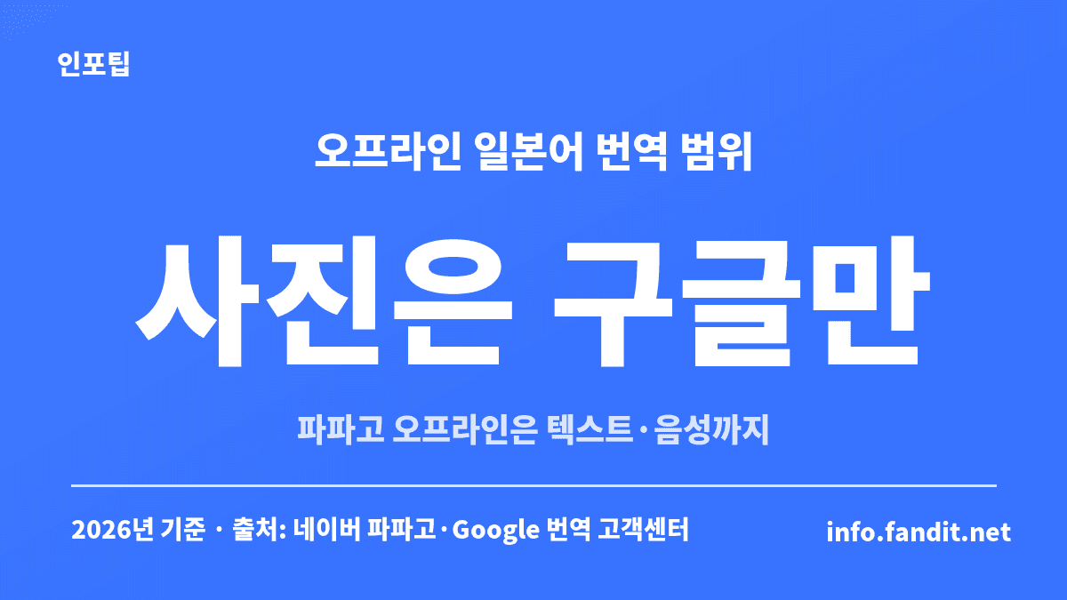 파파고 vs 구글번역 일본어 오프라인 번역 범위 비교, 파파고는 텍스트·음성까지이고 오프라인 사진 번역은 구글번역만 지원