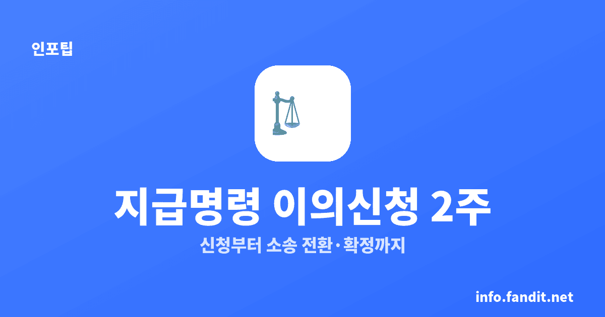 지급명령 신청과 이의신청 대응, 2주가 핵심