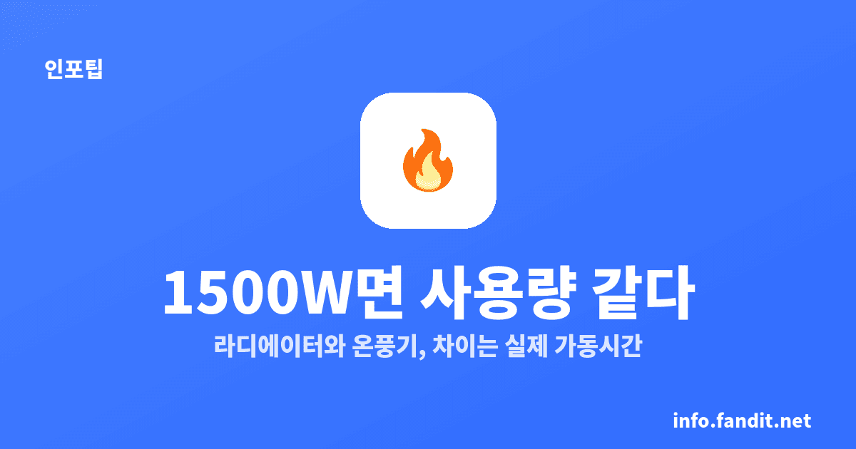라디에이터 전기세와 온풍기 비교, 1500W면 사용량 같다