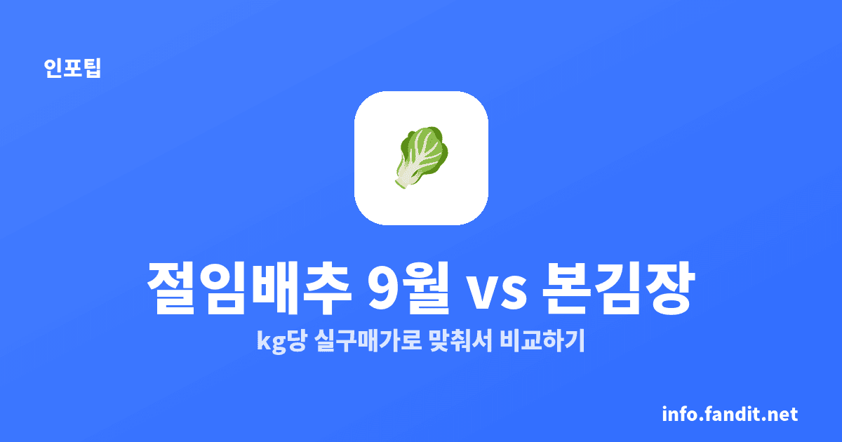 절임배추 주문 시기, 9월과 본김장 kg당 가격 비교