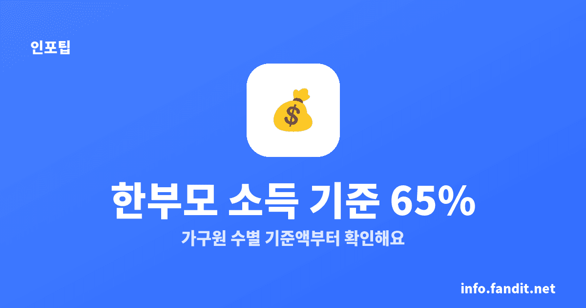 한부모가족 지원금 소득 기준, 2026년 65% 이하