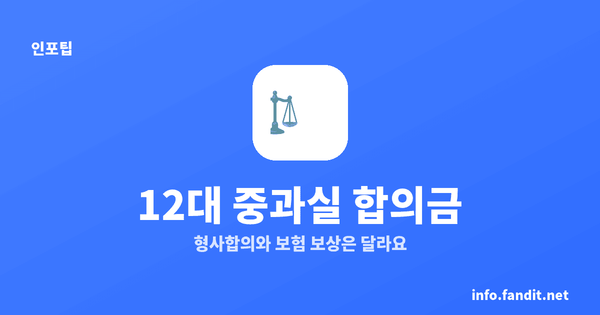 교통사고 12대 중과실 합의금 기준, 형사합의 정액표 없다