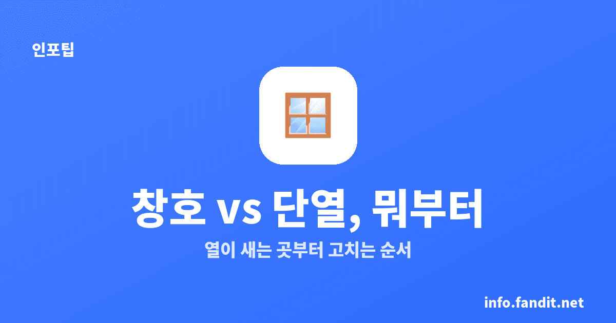 창호 교체 vs 단열 시공, 비용 대비 효과 뭐부터 할까