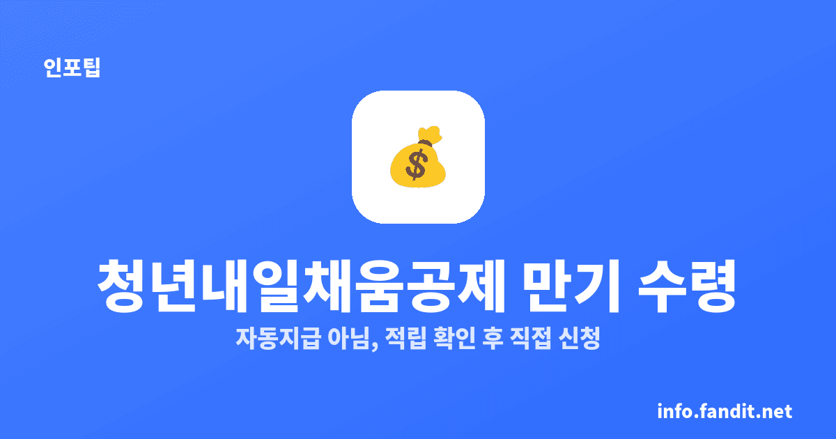 청년내일채움공제 만기 수령, 자동지급 아님·15영업일